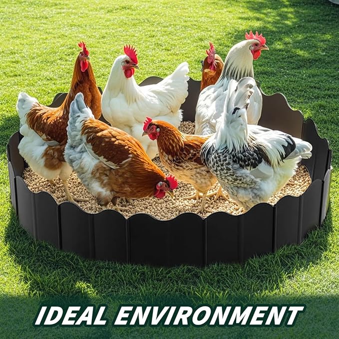 2 Set Large Chicken Dust Bath Tub,36.4'‘ Dia x 5.5’' H Chicken Pool Plastic Adjustable Chicken Coop,Bottomless Chicken Dust Bath Container for Chicken