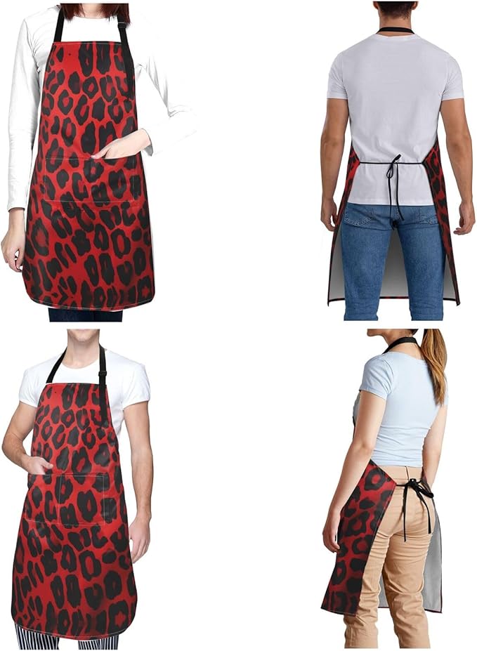 Kitchen Aprons for Men Women Waterproof Apron with 2 Pockets Skis on mountain Apron Adjustable Bib Aprons