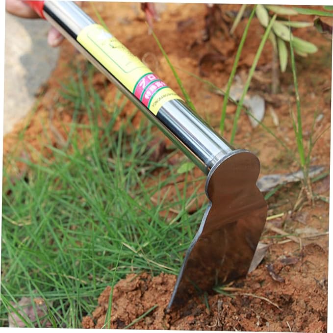 POPETPOP Garden Tool Stainless Steel Hoe Ergonomic Hand Tool for Easy Weeding Planting and Digging Lightweight and Garden Accessories for Outdoor Farm and Balcony Red
