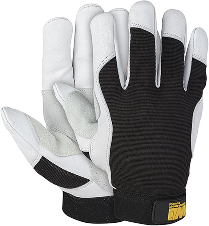 Wells Lamont 1919A4 Goatskin Leather Gloves - Mechanics Style, ANSI Cut A4, Double Palm, XX-Large, 1 Pair