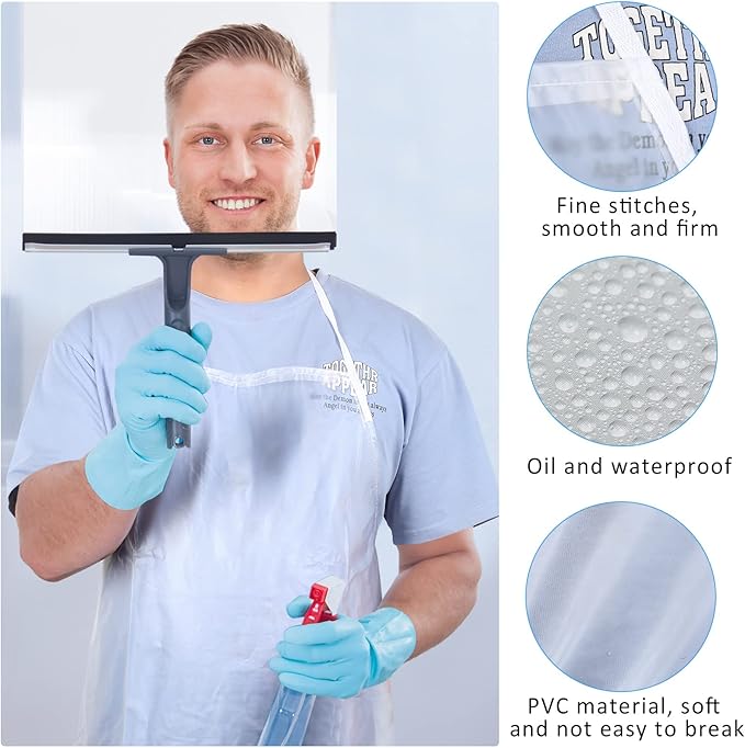 JaGely Plastic Apron Waterproof, Unisex 43 x 27 Inch Heavy Duty PVC Apron for Dishwashing, Halloween, Kitchen