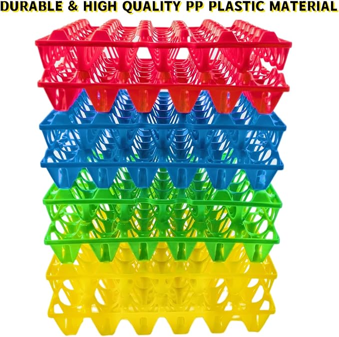8-Pack Plastic Egg Tray Egg Crates 30-Egg Flats for Home Chicken Farmers, Stackable Egg Cartons Hold Multiple Eggs, Great for Storing, Sorting, and Shipping Eggs, Durable and Reusable