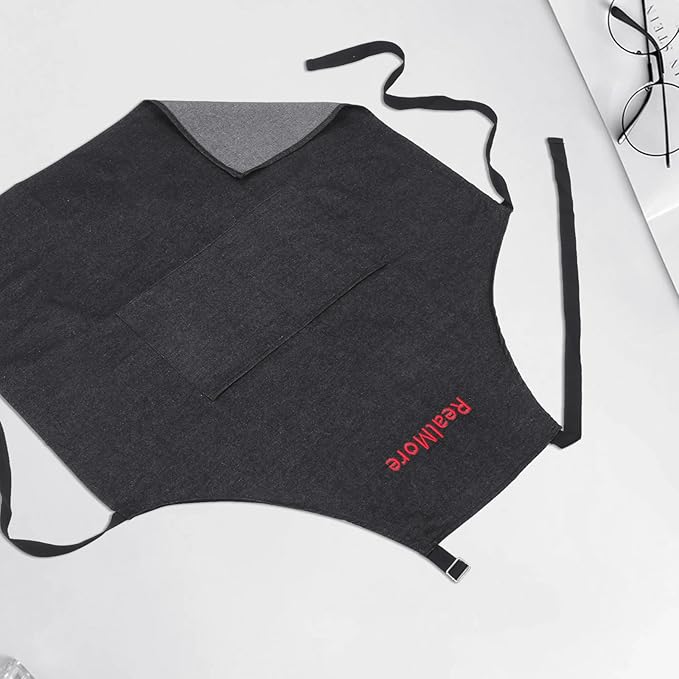 Cotton Denim Apron Waterproof Oil Resistant Work Apron with Pockets, for Cooking, BBQ, Grilling, Chef, Bartender, Carpenter, Painting, Gardening, Blacksmith, Adjustable Straps