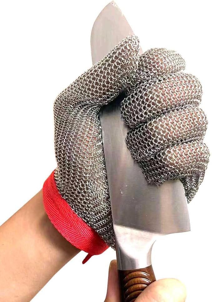 A9 Chainmail Glove, Cut Resistant Stainless Steel Butcher Glove for Cutting Meat & Fish Filleting