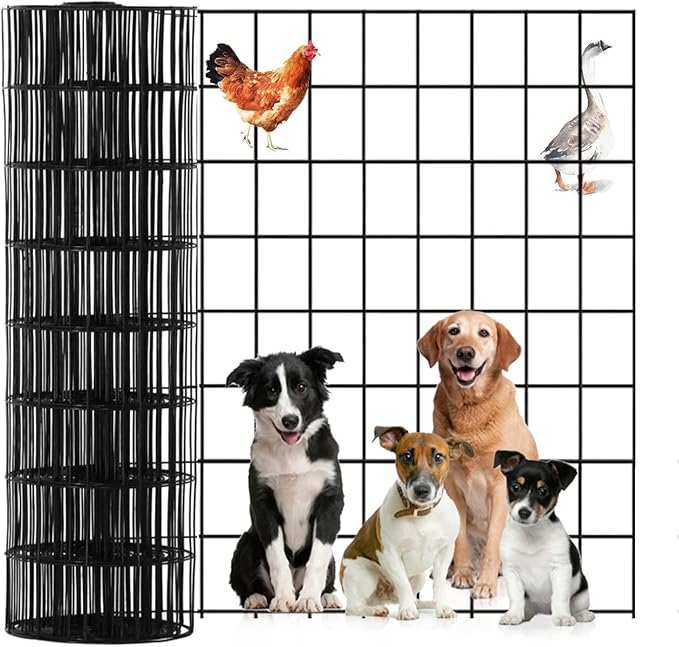 Wire Mesh Roll for Poultry Cages 36IN x50FT- Heavy Duty Fencing Net for Farm Garden Animal Plant Protection, Chicken Wire Fence, Easy to Install Fencing for Rabbits, Birds, Vegetables (Black)
