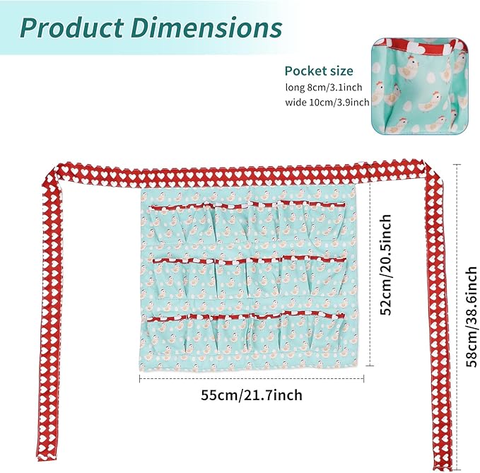 18 Pocket Egg Collecting Apron – Heavy Duty Canvas Chicken Egg Holder for Gathering Hen, Duck and Goose Eggs