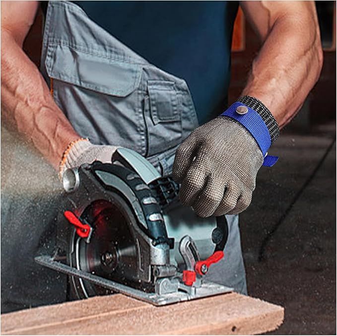 SMONT A9 Cut Resistant Gloves, Stainless Steel Metal Mesh Cut Glove for Oyster Shucking Butcher Mandolin Whittling Meat Fish Cutting Wood Carving Knife Proof XL