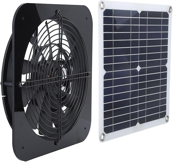 100W 18V Solar Panel Exhaust Fan 13.5 Inch Solar Powered Ventilator for Attic RV Greenhouse Pet House Chicken Coop Suitable for Indoor Outdoor Use
