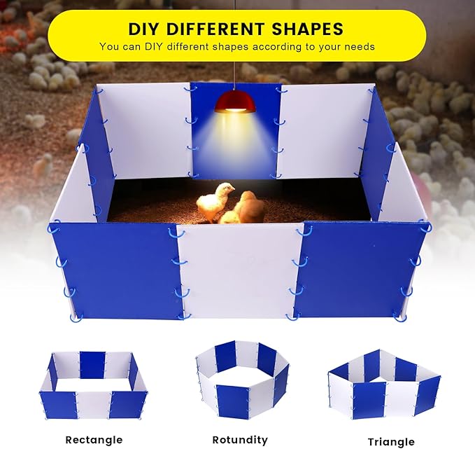 Chick Starter Kit Chicken Brooder Box for 15 Ducks Chicks Portable Coop & Chicken Cage Dog Playpen Panels for Small Animal