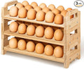 3 Pack Wooden Egg Holder Stackable Egg Storage for Countertop Eggs Collecting Storage Display Rack Holding Up to 54 Fresh Eggs for Chicken, Duck, Turkey Quail