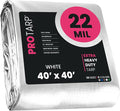 PROTARP Extreme Heavy Duty 22 Mil Tarp Cover, Waterproof, UV Resistant, Rip and Tear Proof, Poly Tarpaulin with Reinforced Edges for Roof, Camping, Patio, Pool, Boat. (White 40′ X 40′)