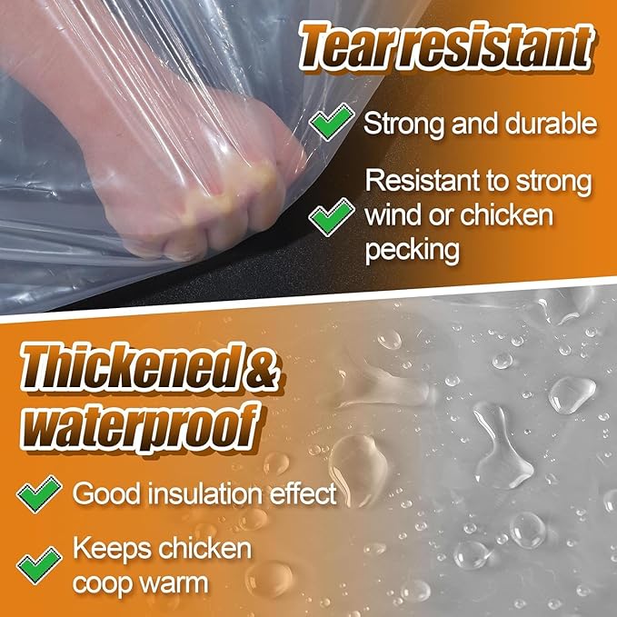 6.6x10Ft Chicken Coop Cover for Winter - Waterproof Durable Chicken Run Tarp with Elastic Cords & Rope, Easy to Install for Large Chicken Cage Walk-in Chicken Run Pen