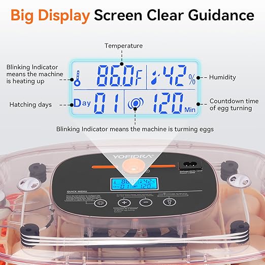 Incubators for Hatching Eggs, 24 Egg Incubator, Automatic Egg Turner with Humidity Control & Digital Temperature, Hatch Day, Auto Water Refill, 360°Viewing for Chicken, Duck, Quail, Duck, Goose