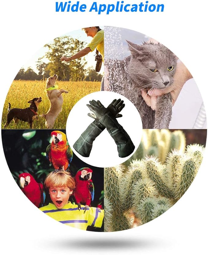YBB Waterproof Animal Handling Gloves, Anti-Scratch/Bite Protective Long Gloves for Pet Cat Bathing Dog Bird(S)