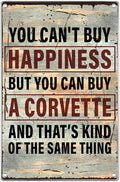 Vintage Metal Sign You Can't Buy Happiness But Can A Wall Art For Garage Man Cave Auto Enthusiast Car Lover Indoor Outdoor Decoration 8 x 12 Inch Kitchen