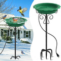Heated Bird Bath for Outside Winter, Powerful 100W Thermostat Control Heated Bird Baths for Outdoors with 5-Prong Metal Stake, Heated Birdbath Water Heater for Garden Yard Patio Lawn (Green)