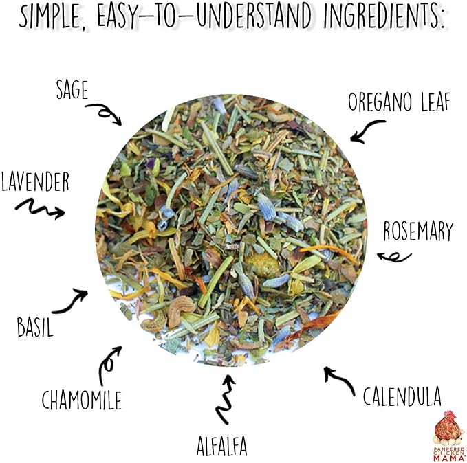Pampered Chicken Mama Floral Nesting Herbs for Chickens (10 Ounces) | Relaxation Blend for Chick Brooder Box, Chicken Coop Bedding | Scent of Spring