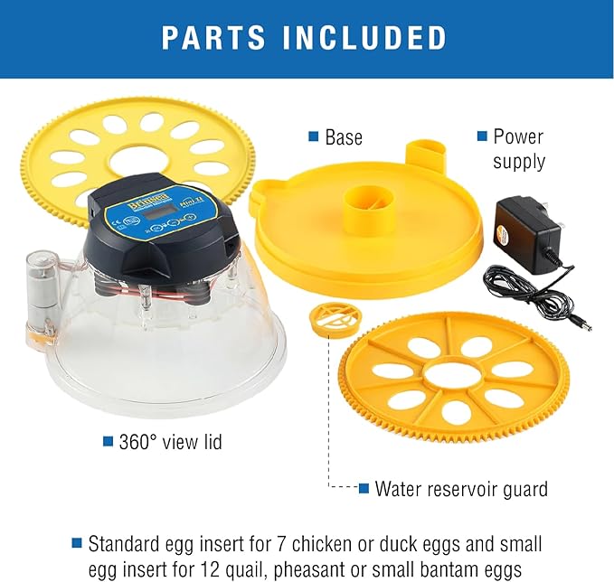 Brinsea Mini II Advance & Insert, Egg Incubator with Automatic Egg Turning and Temperature Control for Hatching 7 Eggs or up to 12 with Insert, Ideal Incubator for Hobbyists and More