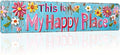 This is My Happy Place Metal Tin Sign Rustic Floral Wall Decor for Bedroom Living Room Kitchen Bathroom Porch 4x16 Inch