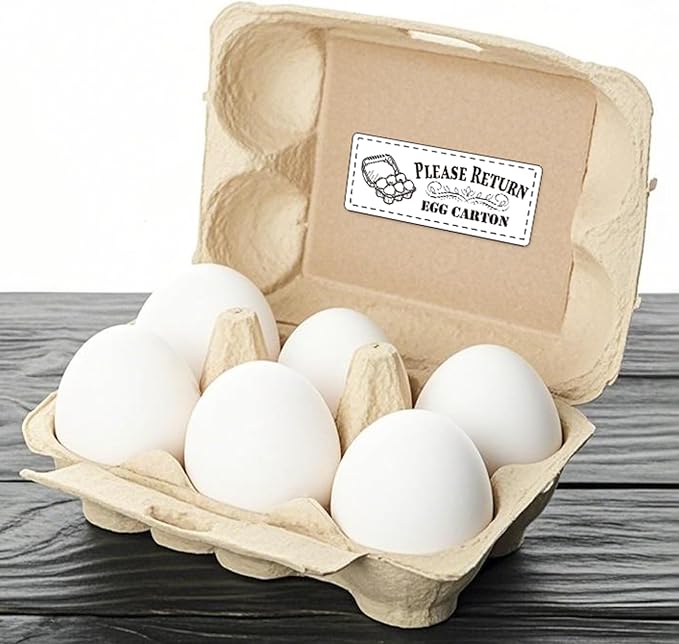 800Pcs Please Return Egg cartons Stickers,1.2”×2.75”Rectangular Farm Fresh Eggs Carton Labels roll self Adhesive Chicken Container Packaging Stickers
