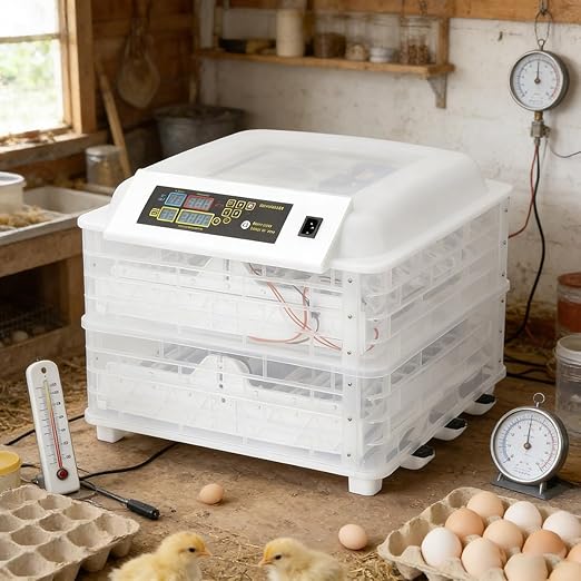 Incubator for Chicken Eggs, 112 Egg Automatic Incubator with Auto-Turning & Digital Control, Transparent Poultry Hatcher for Duck Quail Goose Parrot, Energy-Saving Incubator with Temperature Control