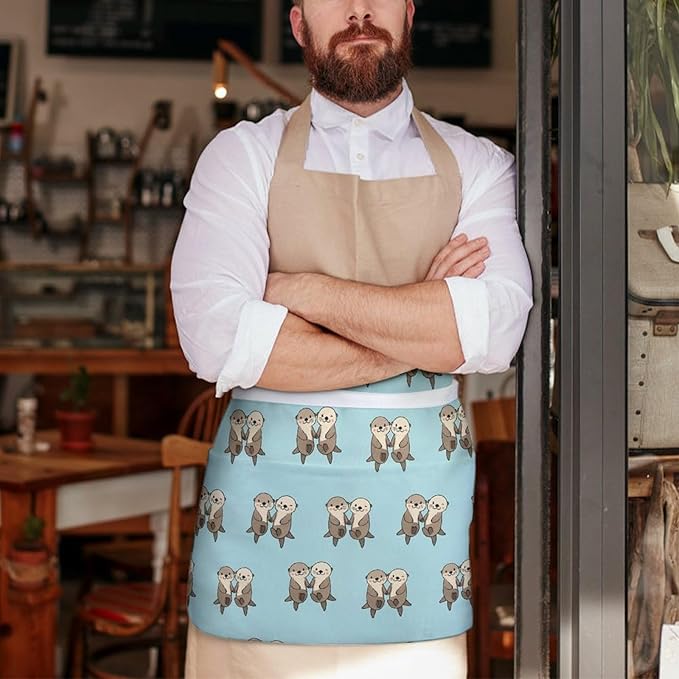 Short 3 Pockets Waist Waiter Waitress Half Apron Waterproof Chef Aprons
