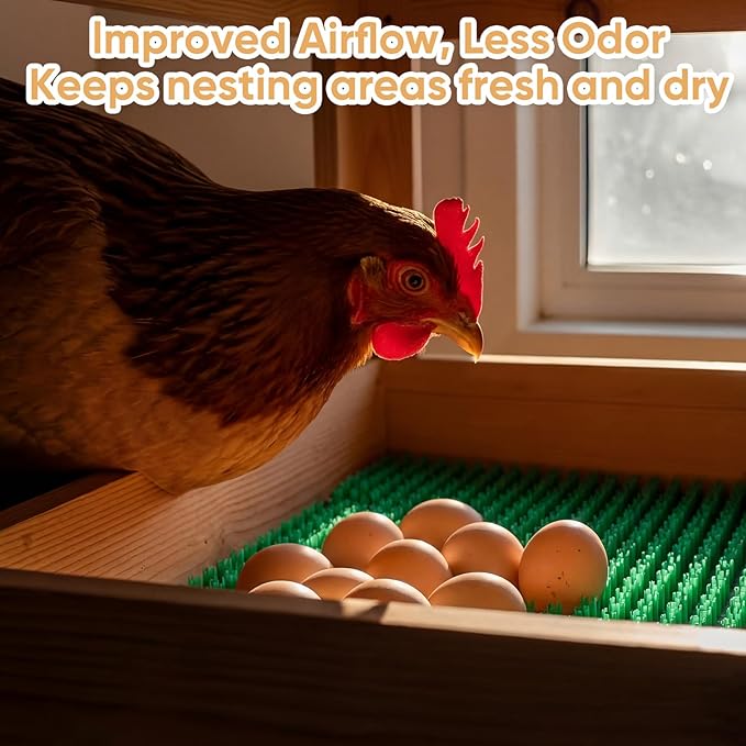 10 Pcs Chicken Nesting Pads Washable 13.8 * 11.6 Nesting Box Pads for Chickens Coop Artificial Grass Rug Accessories Plastic Grass Mat for Chicken Coop Accessories(Green)