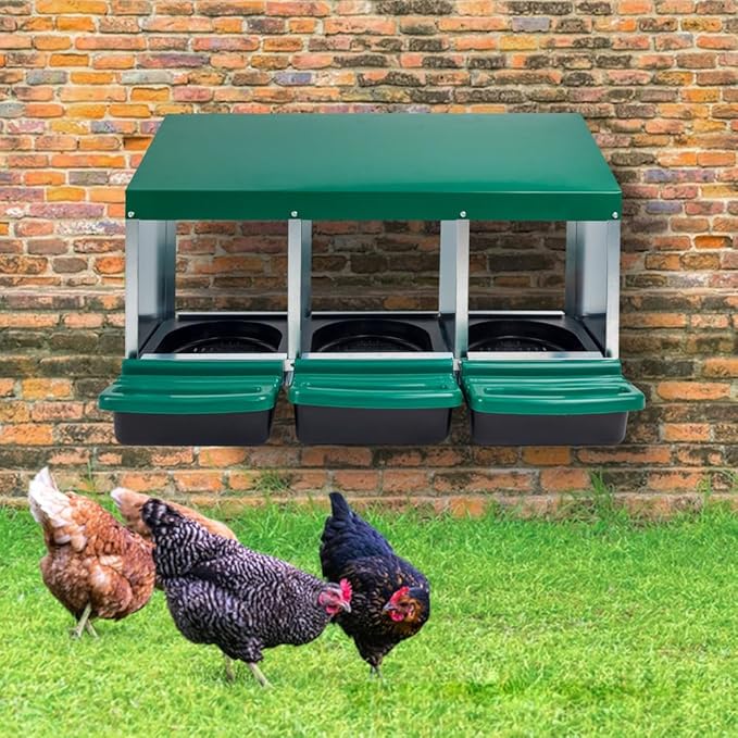Nesting Boxes for Chickens - Egg Laying Boxes for Hens with Removable Trays and Roll Out Egg Collection - 1/2/3 Hole Wall Mount Laying Boxes for Hens, Metal Material - Durable,1
