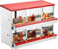Garvee Nesting Boxes for Chickens, 6 Compartment Roll Out Away Chicken Nesting Boxes for Laying Eggs, Nesting Gift Boxes for Hens Duck Poultry, Metal Heavy Duty Chicken Coop with Perch