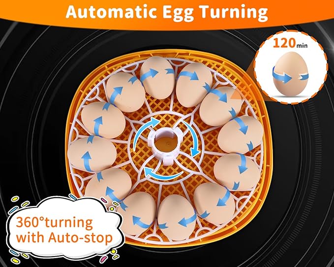 Gpeng Egg Incubator, 12 Eggs Incubator with Auto Egg-Turning, Auto Temperature Control, for Hatching Chicken Goose Pigeon Quail Duck