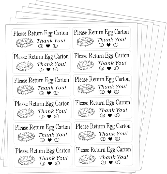 Please Return Egg Carton Labels Tags,1 x 2.65 Inch Self Adhesive Farm Fresh Eggs Carton Stickers for Packaging Box Container Carton Farm Supplies (480 pcs)
