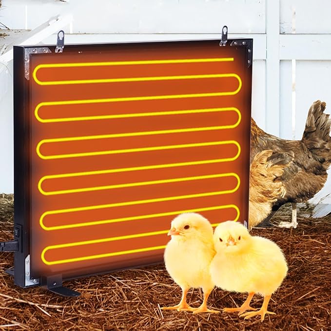 PINNKL Dual-Sided Heating Chicken Coop Heater, 2x100W Energy-efficient Rapid Radiant Heating Chicken Heater for Coop, with Independent Switch and Digital Display, Two Ways to Use