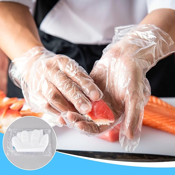 Mifoci 10000 Pcs Plastic Disposable Gloves, Clear, One Size Fits Most, Suitable for Food Handling, Cooking, Cleaning, and More