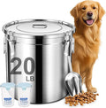 Newget Dog Food Storage Containers, Large Stainless Steel Pet Food Storage Containers 20 lb / 9 kg to Keep Fresh, Metal Airtight Cat Food Containers With Scoop and 2 Small Containers