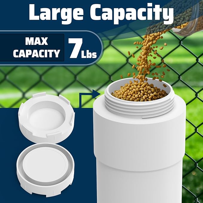 Automatic Chicken Feeder with Amount Controller,7 Pounds Capacity Hanging Chicken Feeder,Heavy Duty Pipe Chicken Coop Feeder No Waste,Poultry Gravity Feed Port for Chicken Feeding