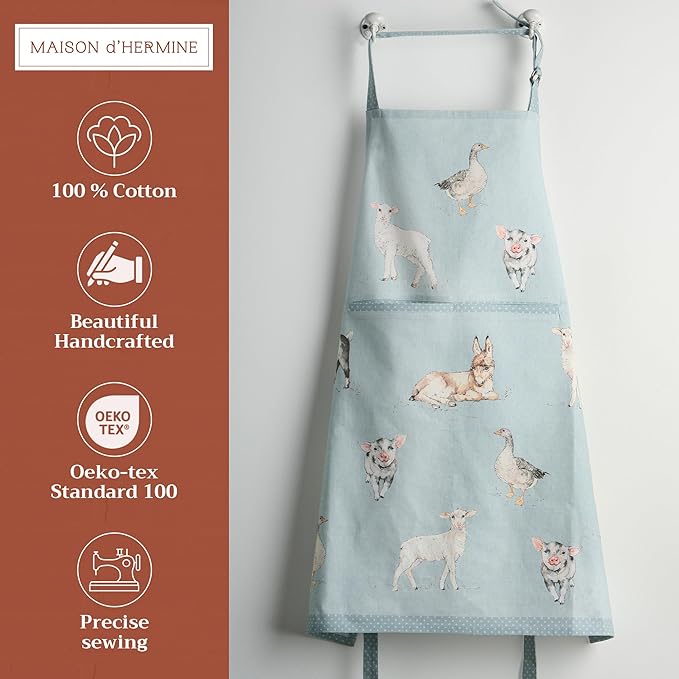 Maison d' Hermine 100% Cotton Apron for women with Pocket Kitchen Chef Apron for Men Cooking Easter Decorations