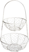 DII Metal Kitchen Storage Collection Farmhouse Stand 2-Tier Fruit Basket, Antique White