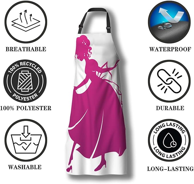 Garden Apron for Women Cinderella Mans Aprons for Kitchen Cooking Restaurant BBQ Painting Crafting Gardening 27” (W) x 31” (H), Waterproof Apron