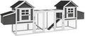 PawHut Dual Wooden Chicken Coop with Garden Bed, Large Outdoor Hen House with Nesting Boxes Removable Trays, Ramps Run, for Garden Backyard, 123" x 27.5" x 42.5", Dark Gray
