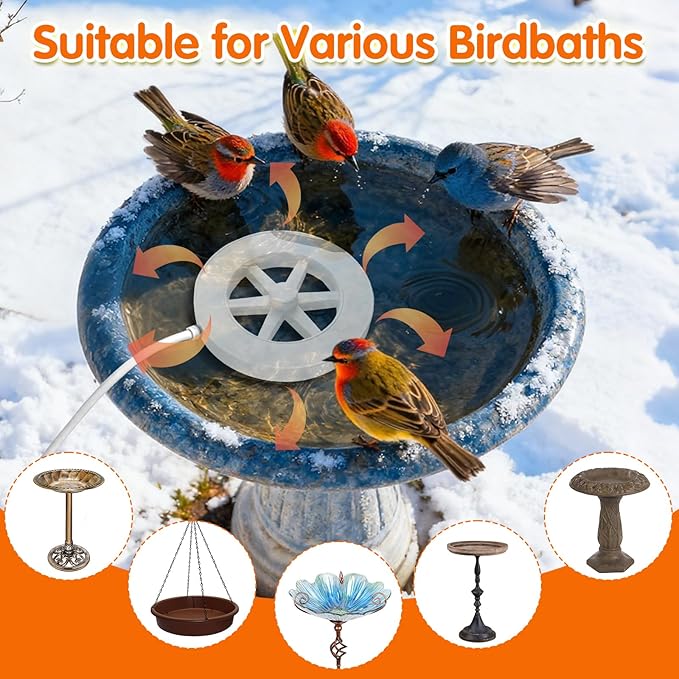 Bird Bath Heater for Outdoors in Winter, Heated Bird Bath Submersible for Winter Full-Covered Aluminum, Pond Deicer with Thermostatic Control, Bird Bath Water Heater for Bird Chicken Livestock, 70W