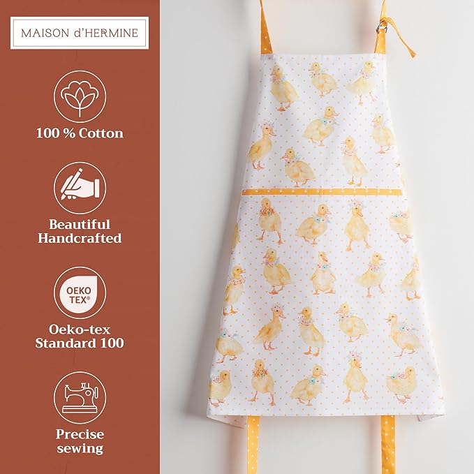 Maison d' Hermine 100% Cotton Apron for women with Pocket Kitchen Chef Apron for Men Cooking Easter Decorations