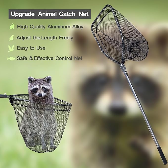 Catch Pole Net with Telescopic Handle,Animal Catcher Net for Cat,Rabbit,Chicken,Duck,Goose,Fish,Racoon,and Other Poultry Wildlife