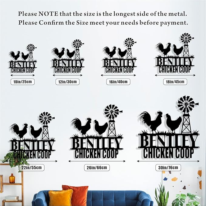 Custom Chicken Coop Metal Sign, Personalized Chicken Coop Sign for Outside, Custom Metal Hen House Farm Signs, Chickens Hen House Farmhouse Wall Art Decor