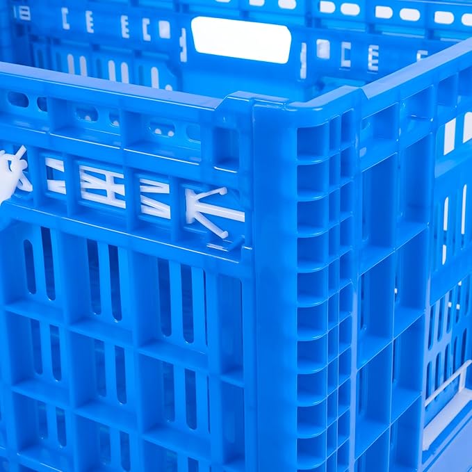 Restaurantware Plastic Milk Crates for Storage - 10 Pack - Cater Tek Stackable Storage Buns for Organizing - Collapsible Storage Basket for Groceries, Home Supplies, Blue