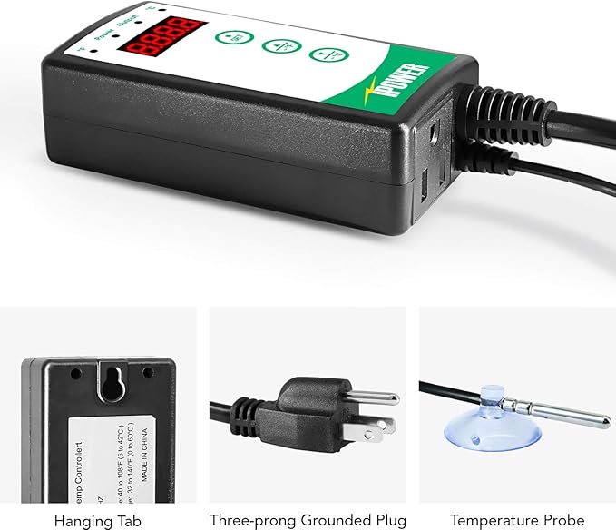 Simple Deluxe 150W Reptile Ceramic Heat Bulb with 8.5 Inch Clamp Lamp and Digital Thermostat Controller Combo Set for Incubating Chicken & Amphibian Pet, 2 Pack
