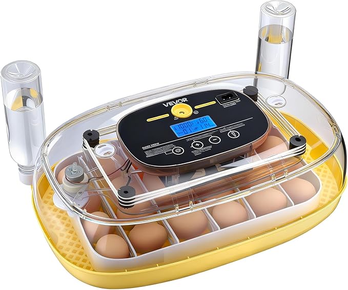 VEVOR 24 Egg Incubator, Automatic Egg Turner with LED Candler, Temperature & Humidity Control, 360° View Clear Window, Auto Water Refill, Poultry Eggs Incubators for Hatching Chicks Ducks Goose Quail