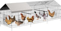 Garvee Metal Chicken Coop with Waterproof & Anti-UV Cover, Portable Chicken Run for Yard, Poultry Cage Hen House for Backyard Farm Use, 130 in L x 40 in W x 40 in H