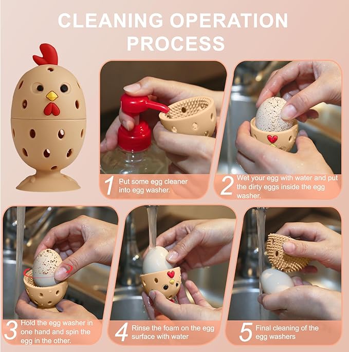Silicone Egg Cleaner for Fresh Eggs, Vegetable and Fruit Scrubber Tool Reusable Cleaning Brush for Egg Washer (Bronze)