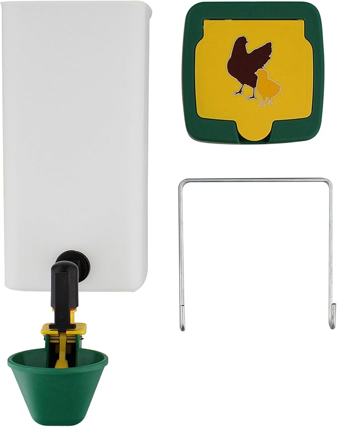 Rural365 Automatic Chicken Waterer System - 1L Green Poultry Watering Cup for Indoor Outdoor Pet Water Dispenser