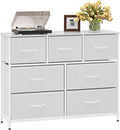 WelFurGeer 7-Drawer Fabric Dresser with Metal Frame, Dressers & Chests of Drawers, White Chest of Drawers for Bedroom, Hallway, Entryway, Closets, Kids Room Organization, White